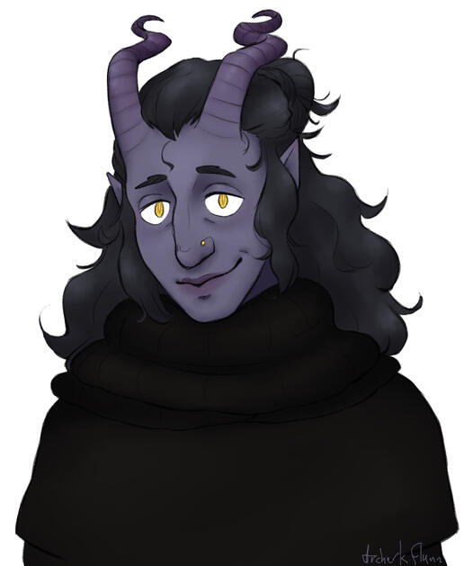 nervous purple tiefling